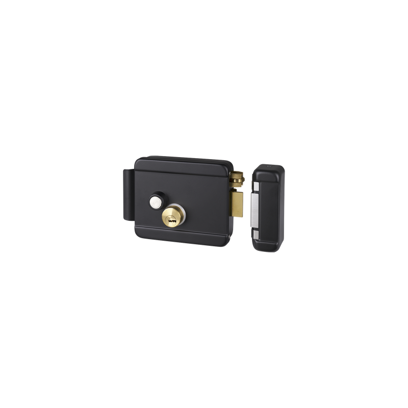 Cerradura Eléctrica con Botón de Salida / Incluye Llave  / Exterior / Derecha / Color Negro