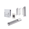 Kit para control de acceso incluye Fuente de 12VCD con respaldo de batería/ Chapa magnética de 600Lbs / Montajes L y Z / Botó...