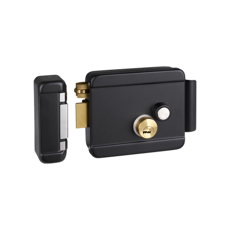 Cerradura Eléctrica con Botón de Salida / Incluye Llave  / Exterior / Izquierda / Color Negro