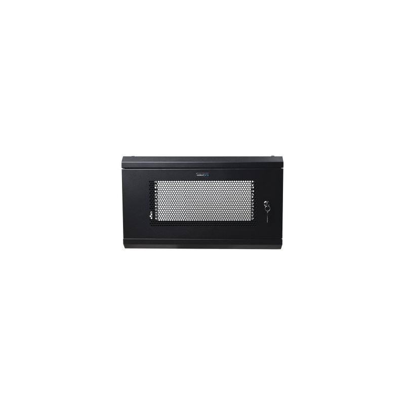 Gabinete de Pared de 6U con Puerta Perforada, 455 mm de Profundidad Total, Rack de 19'', Acero Reforzado Color Negro