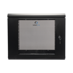 Gabinete de Pared de 9U con Puerta de Cristal Templado, 455 mm de Profundidad, Rack de 19'', Acero Reforzado Color Negro.