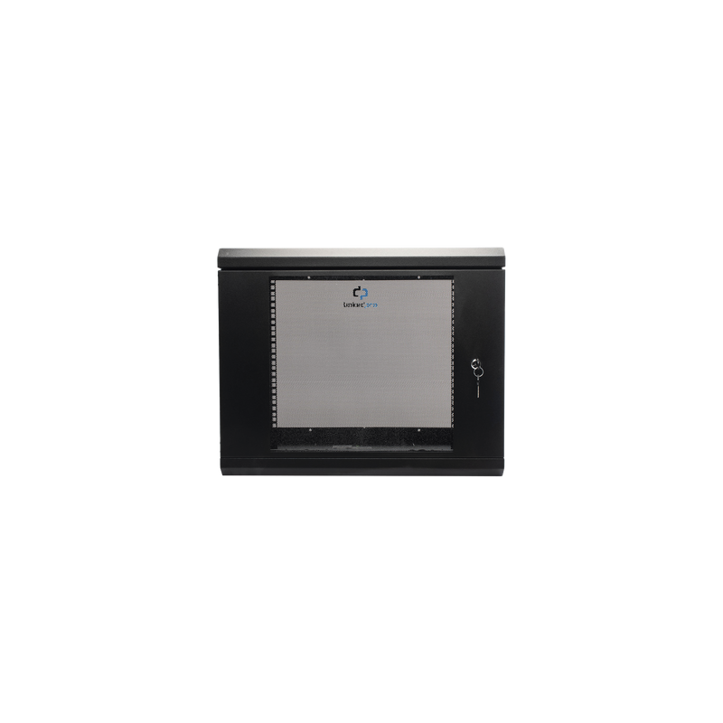 Gabinete de Pared de 9U con Puerta de Cristal Templado, 455 mm de Profundidad, Rack de 19'', Acero Reforzado Color Negro.