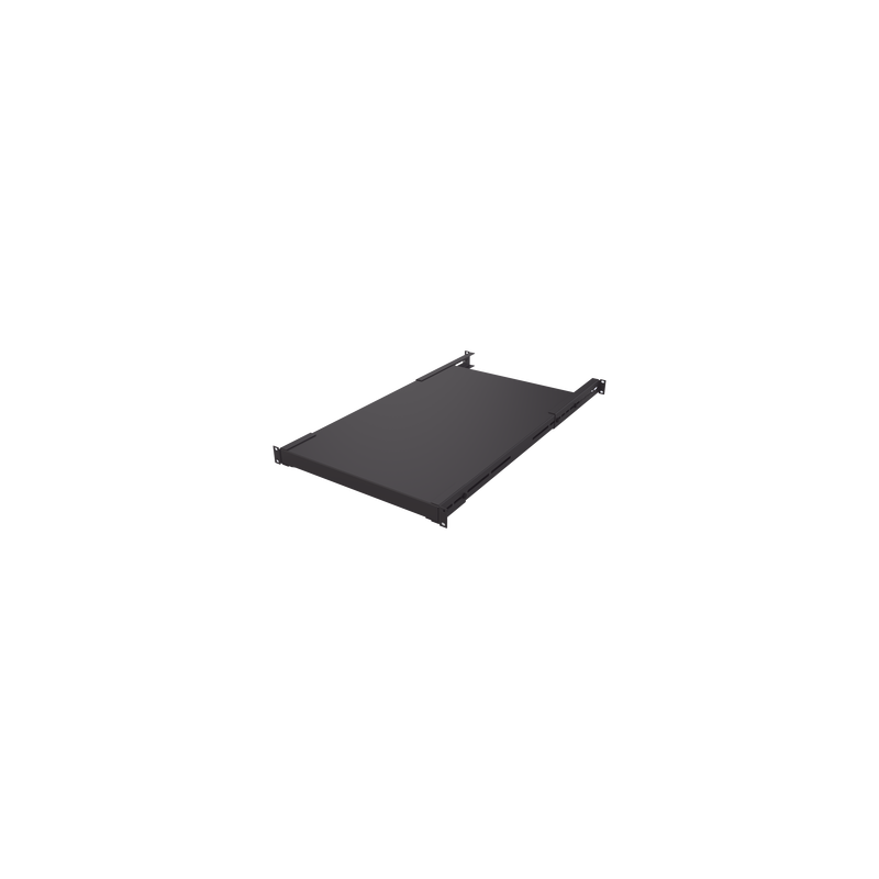 Charola Rackeable de profundidad ajustable para Soportar Equipos en Rack de 19 in, Doble Fijación, Color Negro, 3U