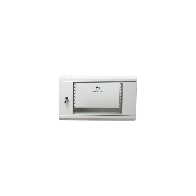 Gabinete de Pared de 6U con Puerta de Cristal Templado, 455 mm de Profundidad Total, Rack de 19'', Acero Reforzado Color Gris...