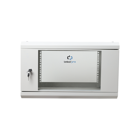 Gabinete de Pared de 6U con Puerta de Cristal Templado, 455 mm de Profundidad Total, Rack de 19'', Acero Reforzado Color Gris...