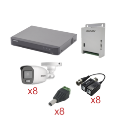 KIT TurboHD con Audio 1080p / DVR 8 Canales / 8 Cámaras Bala (exterior 2.8 mm) / Transceptores / Conectores / Fuente de Poder...