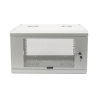 Gabinete de Pared de 6U con Puerta Perforada, 455 mm de Profundidad Total, Rack de 19'', Acero Reforzado Color Gris Mate