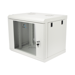 Gabinete de Pared de 9U con Puerta de Cristal Templado, 479.5 mm de Profundidad, Rack de 19'', Acero Reforzado Gris Mate