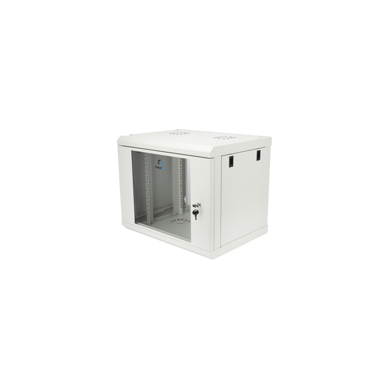 Gabinete de Pared de 9U con Puerta de Cristal Templado, 479.5 mm de Profundidad, Rack de 19'', Acero Reforzado Gris Mate