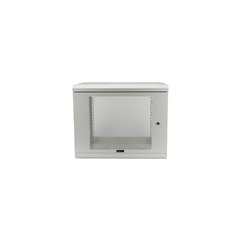 Gabinete de Pared de 9U con Puerta Perforada 455 mm de Profundidad, Rack de 19'', Acero Reforzado Color Gris Mate