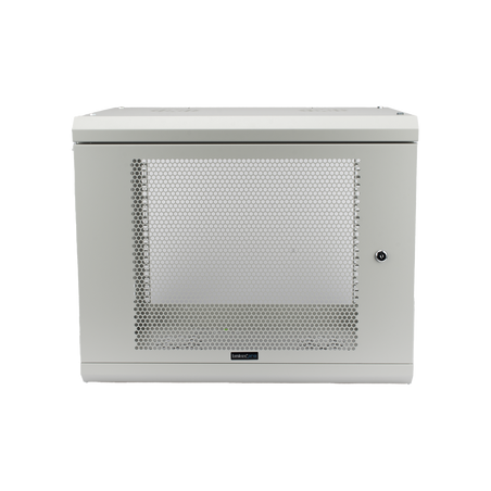 Gabinete de Pared de 9U con Puerta Perforada 455 mm de Profundidad, Rack de 19'', Acero Reforzado Color Gris Mate