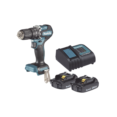 Rotomartillo/Taladro Inalámbrico SIN CARBONES, Broquero de 1/2", 1,700 RPM, 18V, Torque: 42 N.m C/2 Bat. (1.5Ah) y Cargador.