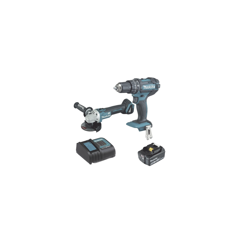 Kit, DHP482 Rotomartillo + DGA456 Mini Esmerilador, 1 Batería Li-Ion de 5.0 Ah y Cargador C/Luz de 18 Vcc.