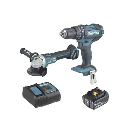 Kit, DHP482 Rotomartillo + DGA456 Mini Esmerilador, 1 Batería Li-Ion de 5.0 Ah y Cargador C/Luz de 18 Vcc.