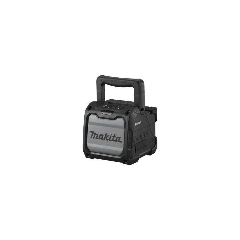 Bocina Negra Bluetooth con entrada USB, Auxiliar y Cargador, Funciona con Batería LXT de 18V o CXT de 12v (no inluidas)