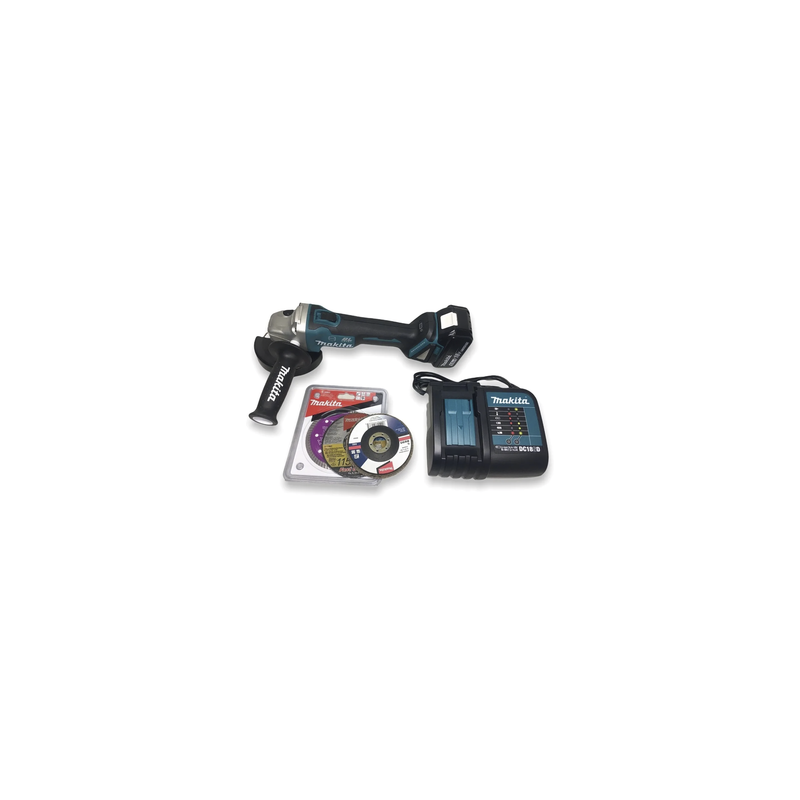 Miniesmeril 115mm 4-1/2in 8.500 Rpm,1 Batería 18V Li-ION de 5.0 Ah, Cargador y 3 Discos.