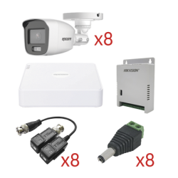 KIT TurboHD con Audio 1080p / DVR 8 Canales 1080p lite / 8 Cámaras Bala (exterior 2.8 mm) / Transceptores / Conectores / Fuen...