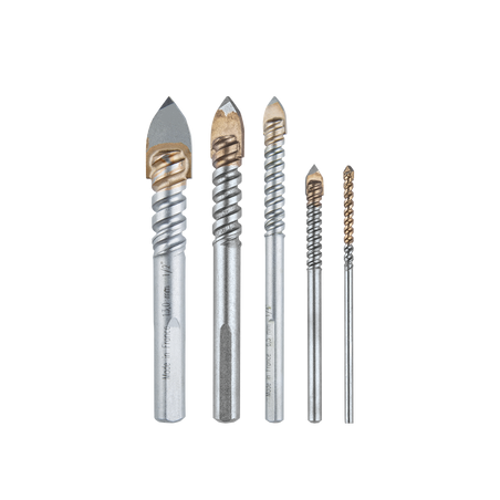 Juego de 5 brocas para vidrio de 1/8"-3/16"-1/4"-3/8"-1/2"