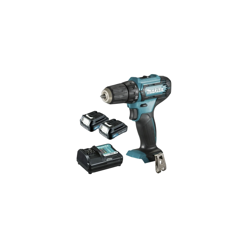 Atornillador broquero cambio rápido 3/8”.  2 baterías 12v de 1.5 amperes y cargador.