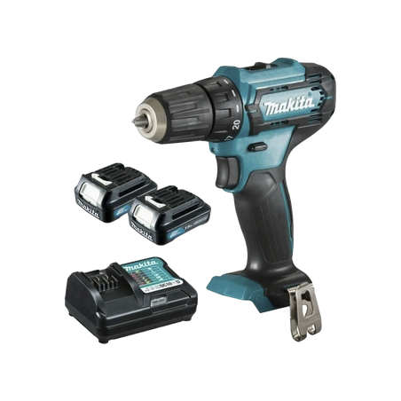 Atornillador broquero cambio rápido 3/8”.  2 baterías 12v de 1.5 amperes y cargador.