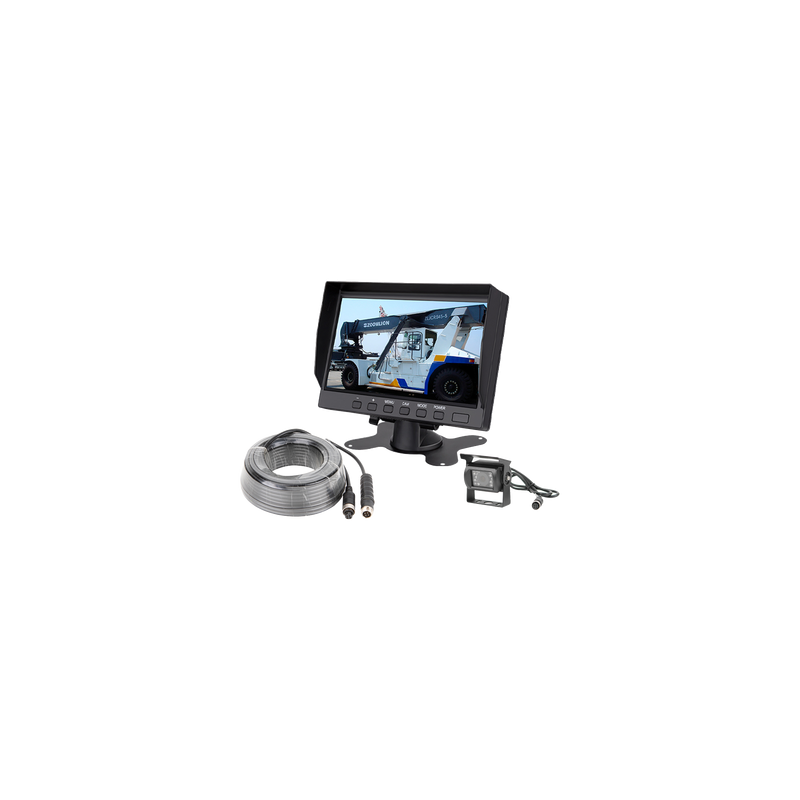 Sistema Profesional de Cámara de Reversa y Monitor Alámbrico para Vehículos de Trabajo y Montacargas