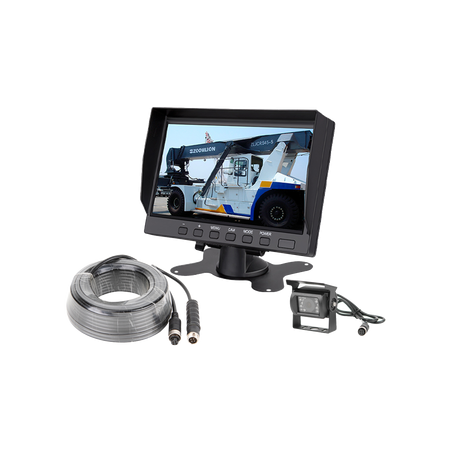 Sistema Profesional de Cámara de Reversa y Monitor Alámbrico para Vehículos de Trabajo y Montacargas