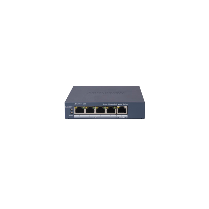 Switch Gigabit PoE+ / Monitoreable / 4 Puertos 1000 Mbps PoE+ / 1 Puerto 1000 Mbps Uplink / Configuración Nube Hik-PartnerPro...
