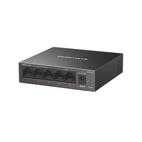 Switch NO Administrable / Para escritorio / Carcasa de metal / 5 puertos 10/100/1000 Mbps / Diseño Compacto / Plug and Play