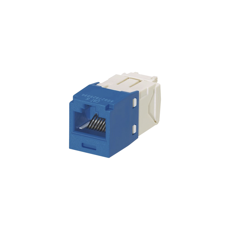 Conector Jack RJ45 Estilo TG, Mini-Com, Categoría 6, de 8 Posiciones y 8 Cables, Color Azul
