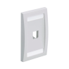 Placa de Pared Vertical Ejecutiva, Salida Para 1 Puerto Mini-Com, Con Espacios Para Etiquetas, Color Blanco