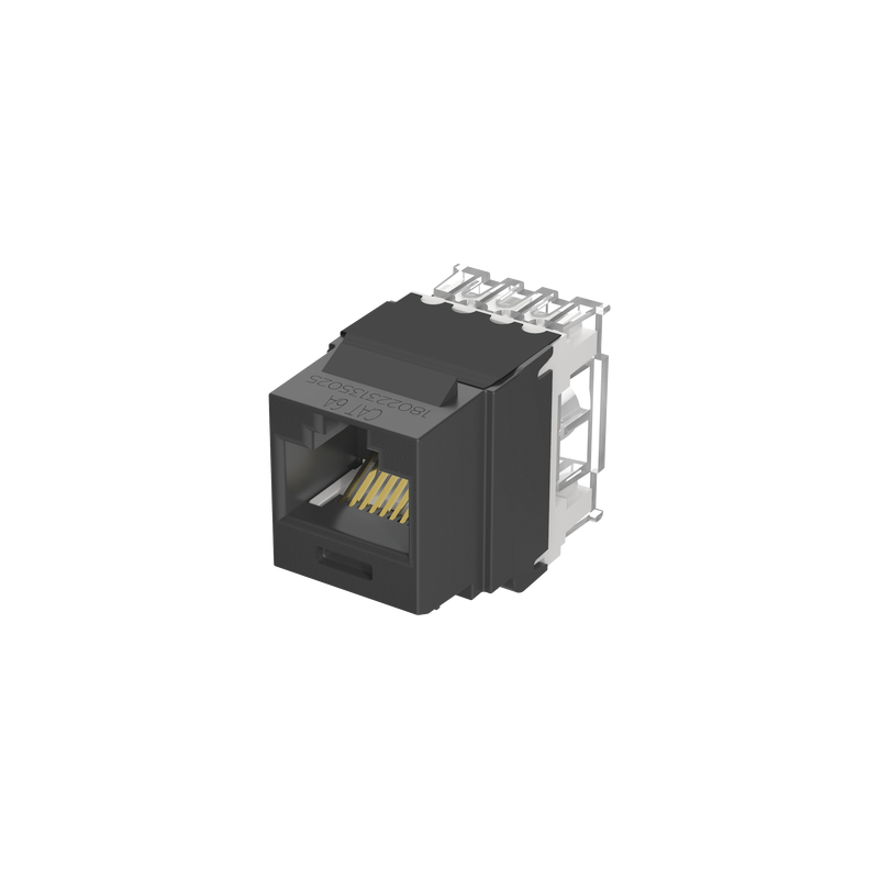 Conector Jack Estilo 110 (de Impacto), Tipo Keystone, Categoría 6A, de 8 Posiciones y 8 Cables, Color Negro