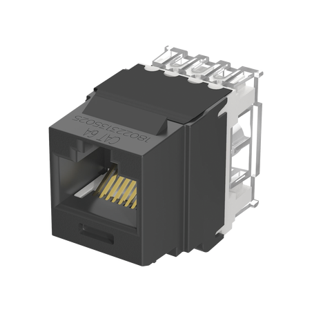 Conector Jack Estilo 110 (de Impacto), Tipo Keystone, Categoría 6A, de 8 Posiciones y 8 Cables, Color Negro