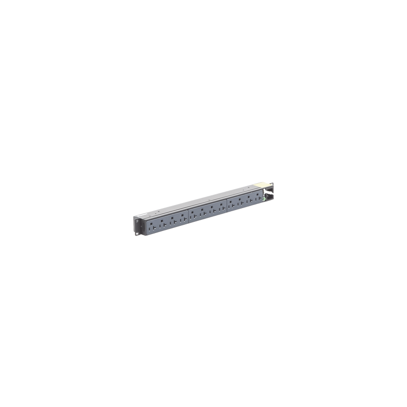 PDU Básico para Distribución de Energía, Enchufe de Entrada NEMA 5-15P, Con 12 Contactos NEMA 5-20R, Instalación Horizontal d...