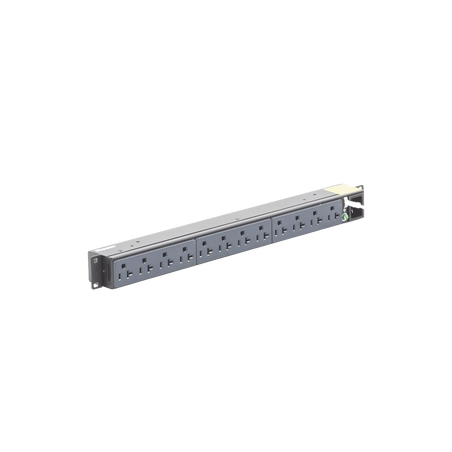 PDU Básico para Distribución de Energía, Enchufe de Entrada NEMA 5-15P, Con 12 Contactos NEMA 5-20R, Instalación Horizontal d...