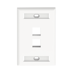 Placa de Pared Vertical, Salida Para 2 Puertos Keystone, Con Espacios Para Etiquetas, Color Blanco