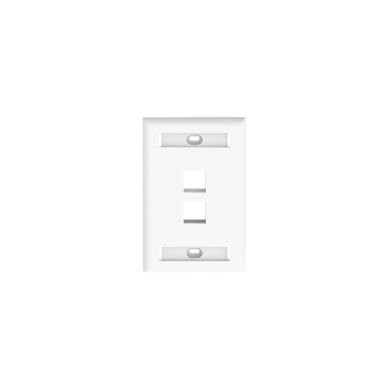 Placa de Pared Vertical, Salida Para 2 Puertos Keystone, Con Espacios Para Etiquetas, Color Blanco