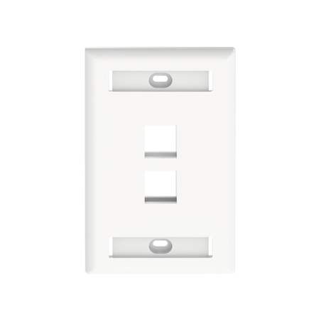 Placa de Pared Vertical, Salida Para 2 Puertos Keystone, Con Espacios Para Etiquetas, Color Blanco