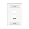 Placa de Pared Vertical, Salida Para 2 Puertos Keystone, Con Espacios Para Etiquetas, Color Blanco