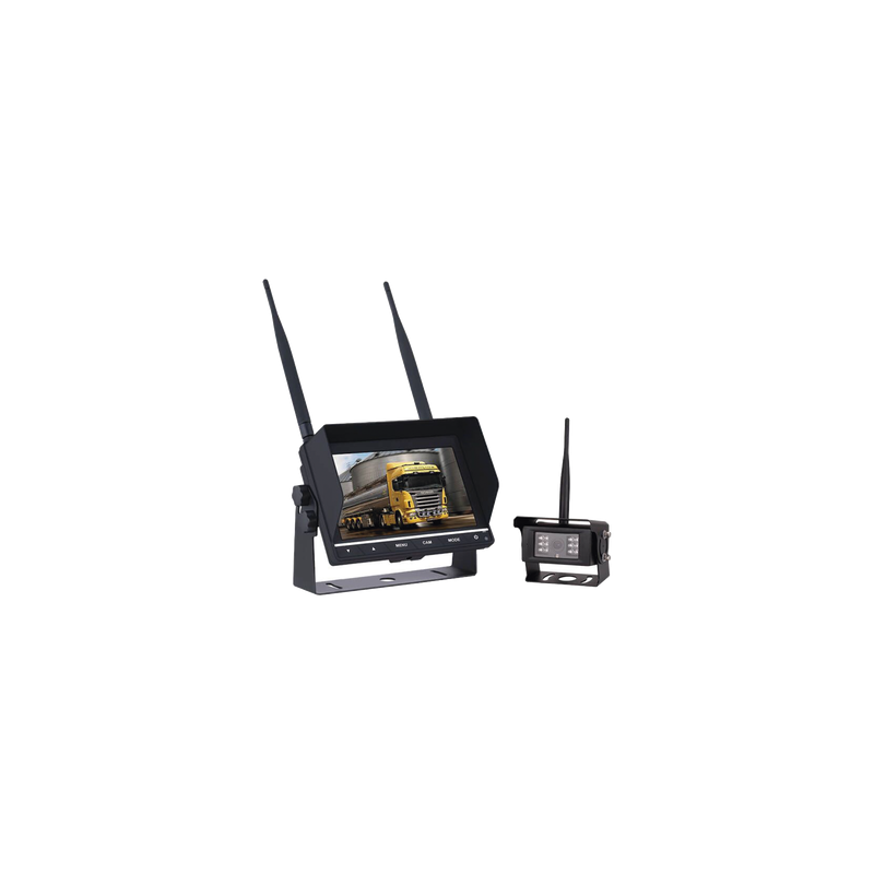 Sistema Profesional Inalámbrico de Cámara de Reversa Infrarroja y Monitor de 7" para Vehículos de Trabajo y Montacargas