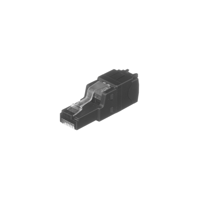 Plug RJ45 UTP, Instalación Recta, Terminación en Campo Certificable, Compatible con Cat5e, Cat6 y Cat6A, Color Negro