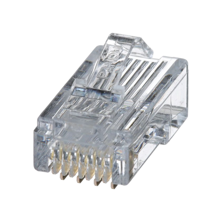 Plug RJ45 Cat5e, Para Cable UTP de Calibres 24-26 AWG, Chapado en Oro de 50 Micras, Paquete de 100 Piezas