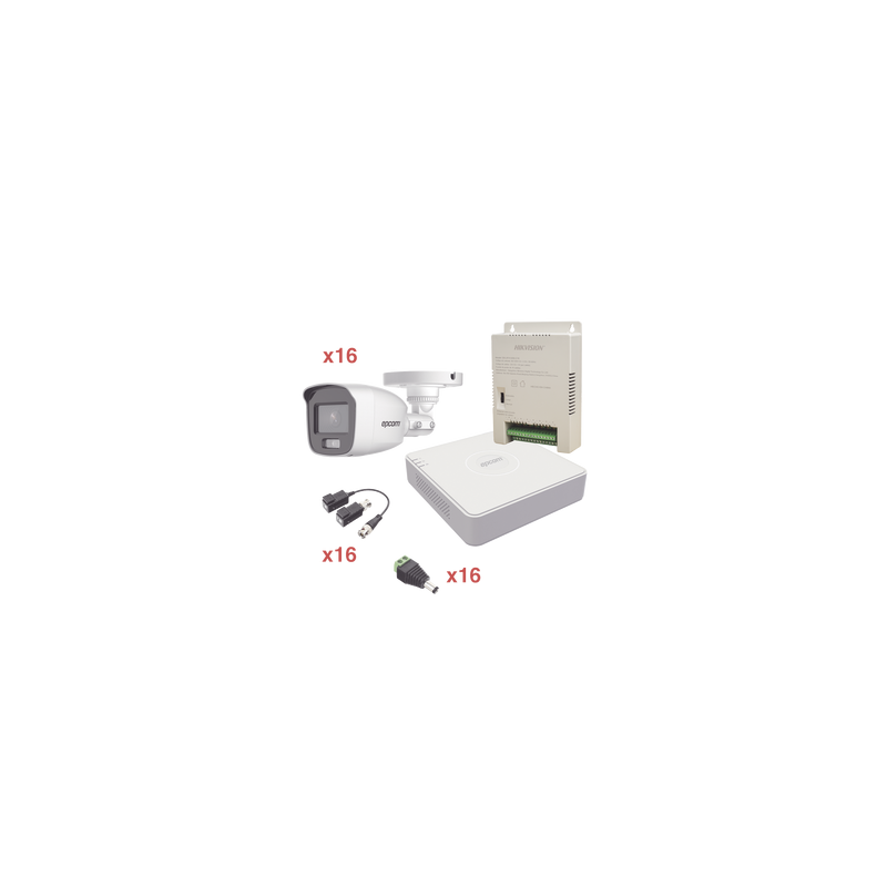 Kit TurboHD 1080p Lite / DVR 16 Canales / 16 Cámaras Bala Exterior ( 2.8mm) con ColorVu + Micrófono Integado / Transceptores ...
