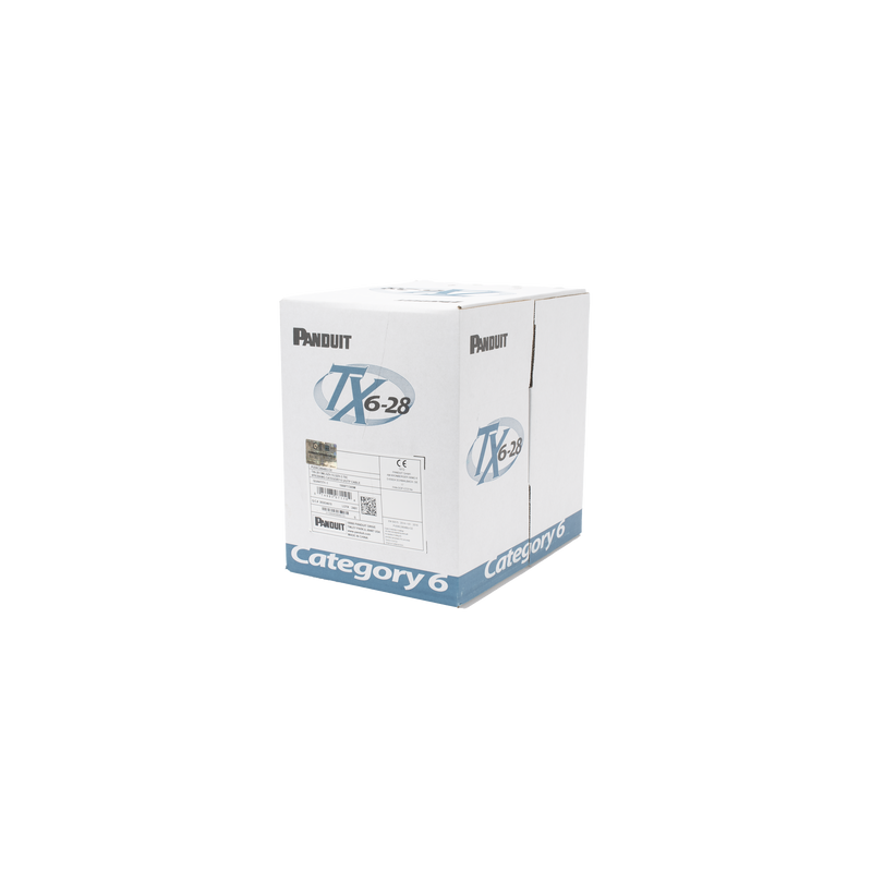 Bobina de Cable UTP 305 Metros (1000 Pies) de Cobre TX6-28Æ, Azul, Categoría 6, Diámetro Reducido (28 AWG), CM/LSZH, de 4 Pares