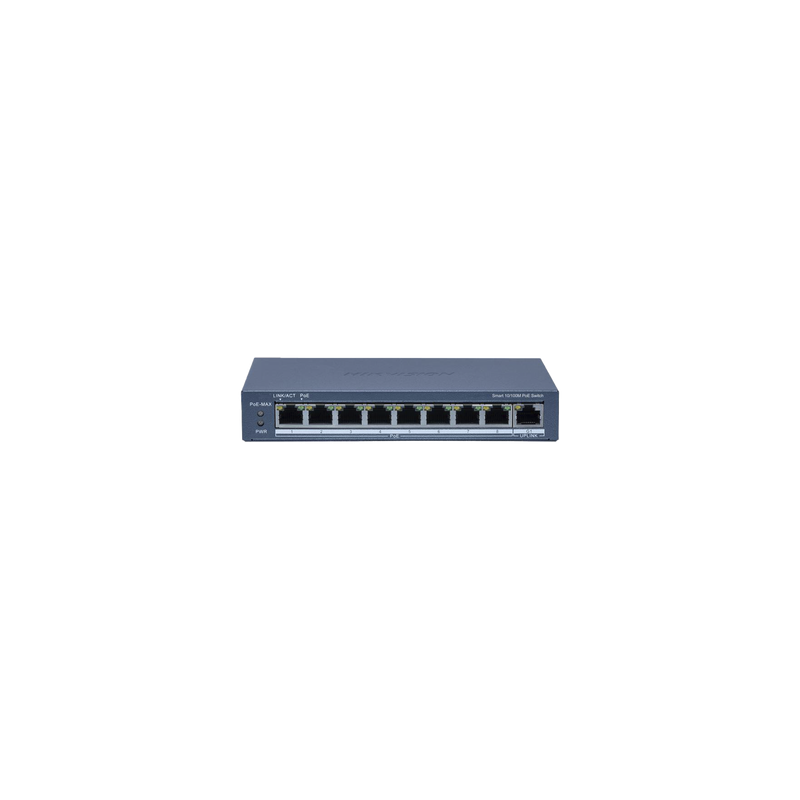 Switch PoE+ / Monitoreable / 8 Puertos 10/100 Mbps PoE+ / 1 Puerto 1000 Mbps Uplink /  Configuración Nube Hik-Partner Pro / M...