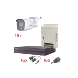 Kit TurboHD 1080p Lite / DVR 16 Canales / 16 Cámaras Bala Exterior ( 2.8mm) con ColorVu + Micrófono Integado / Transceptores ...
