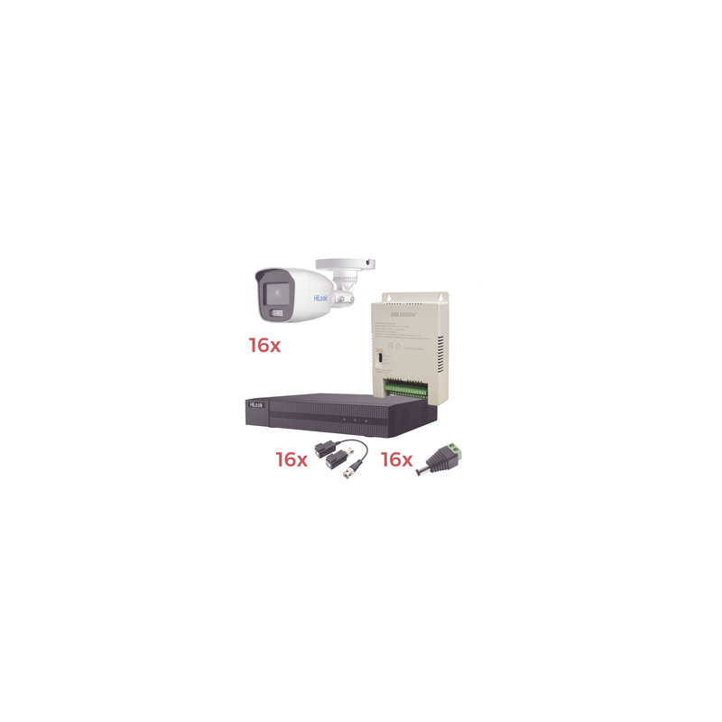 Kit TurboHD 1080p Lite / DVR 16 Canales / 16 Cámaras Bala Exterior ( 2.8mm) con ColorVu + Micrófono Integado / Transceptores ...