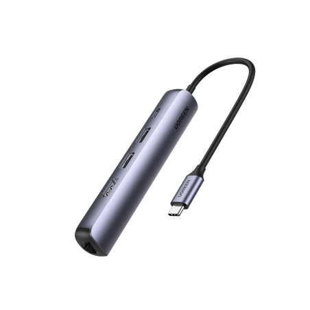 HUB USB-C (Docking Station) 5 en 1 | Ultra Delgado | 2 USB-A 3.1 a (5 Gbps) | HDMI 4K@60Hz | RJ45 (Gigabit Ethernet) | USB-C ...
