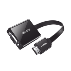 Adaptador HDMI a VGA / Resolución 1080P / Audio 3.5mm / Con Puerto Micro USB para Alimentación / Plug & Play / No Requiere Co...