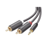 Cable Adaptador de 3.5mm Macho a 2 RCA Macho / 3 Metros (9.84 Pies) / Color Gris / Blindaje Múltiple / ABS / Alta Calidad