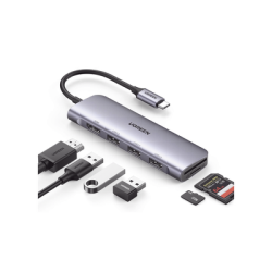 HUB USB-C (Docking Station) 6 en 1 | HDMI 4K@30Hz | 3 Puertos USB 3.0 | Lector Tarjeta SD + Micro SD (TF) Uso Simultáneo | Ch...